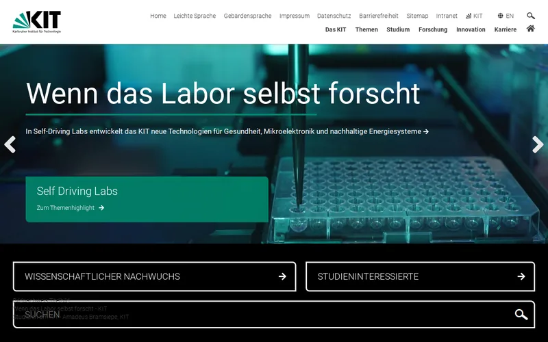 Karlsruhe Institute of Technology website screenshot