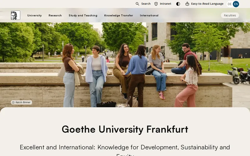 Goethe University Frankfurt website screenshot