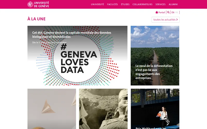 University of Geneva website screenshot