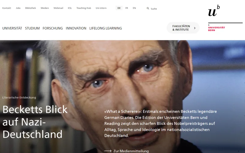 University of Bern website screenshot