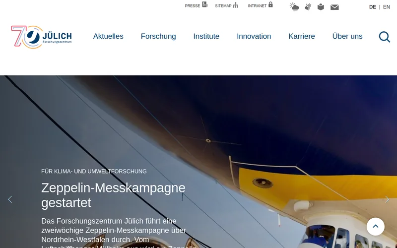 Forschungszentrum Jülich website screenshot