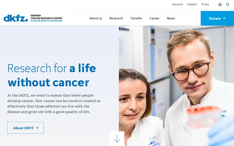 German Cancer Research Center website screenshot