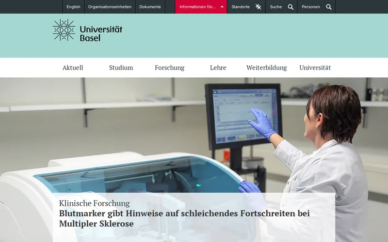University of Basel website screenshot