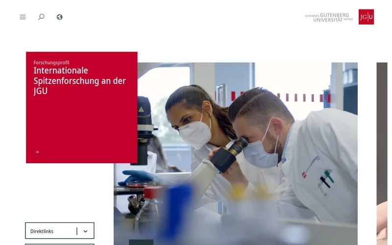 Johannes Gutenberg University Mainz website screenshot