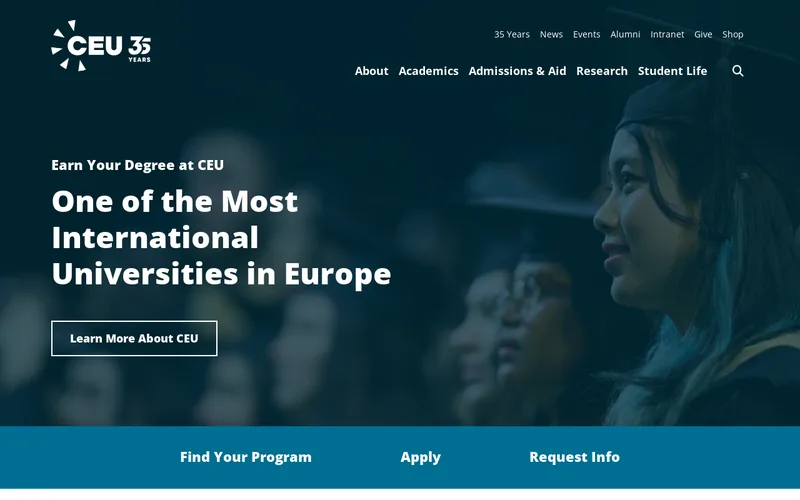 Central European University website screenshot