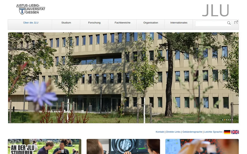 Justus-Liebig-Universität Gießen website screenshot