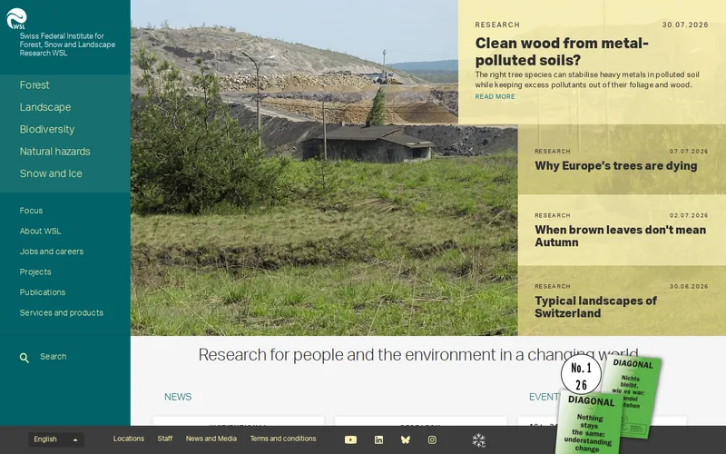 Swiss Federal Institute for Forest, Snow and Landscape Research website screenshot