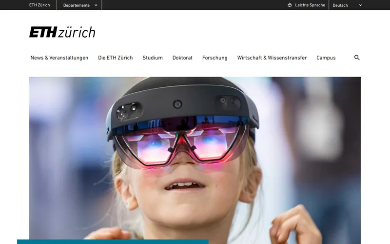 ETH Zurich website screenshot