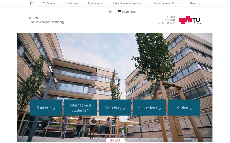 Graz University of Technology website screenshot