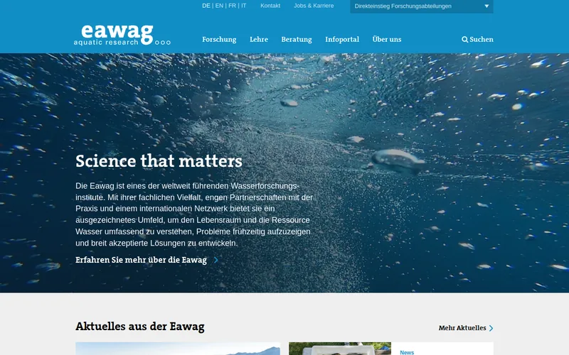 Swiss Federal Institute of Aquatic Science and Technology website screenshot