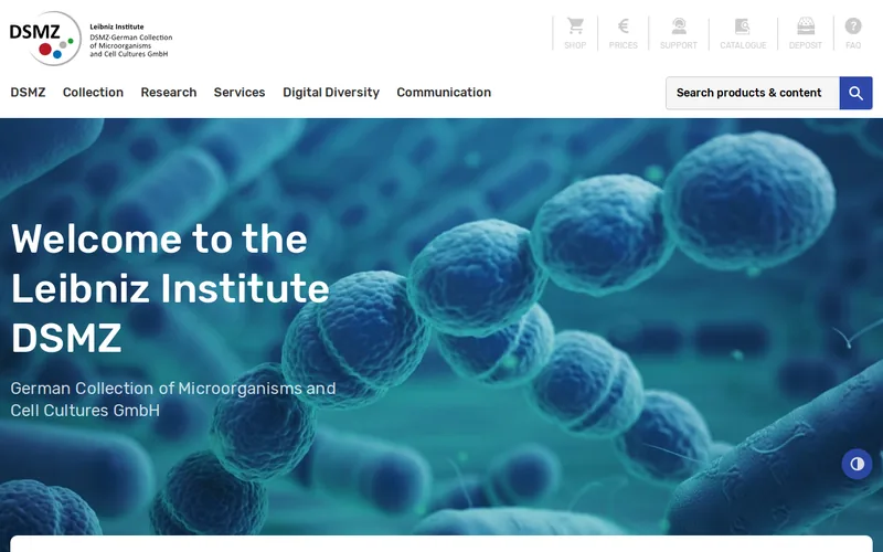 Leibniz Institute DSMZ – German Collection of Microorganisms and Cell Cultures website screenshot