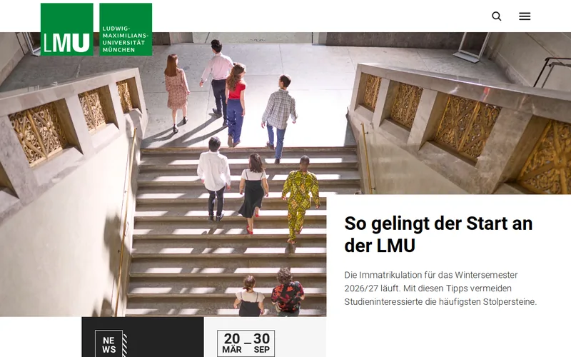 Ludwig-Maximilians-Universität München website screenshot