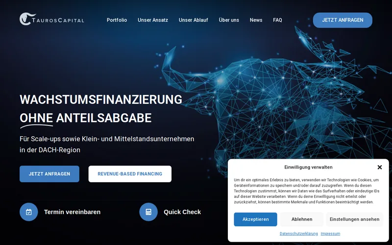 TAUROS Capital website screenshot