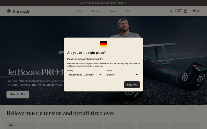 Therabody website screenshot