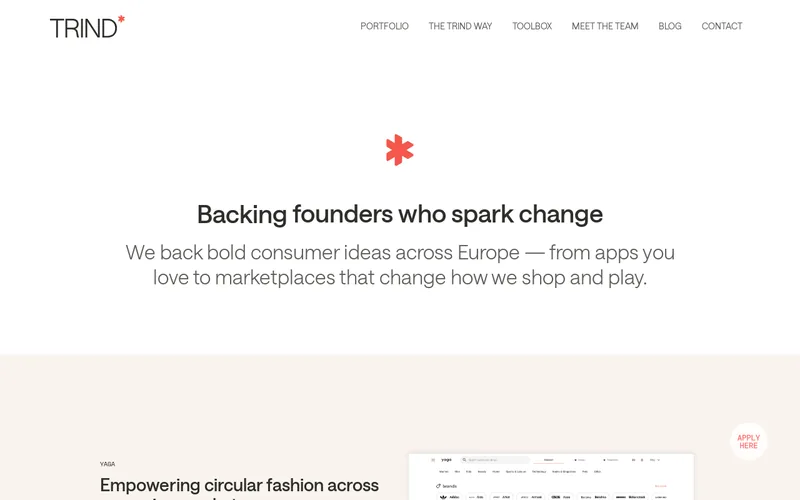 Trind Ventures website screenshot
