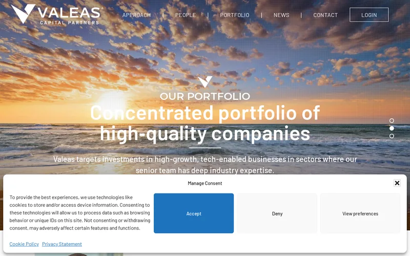 Valeas Capital Partners website screenshot