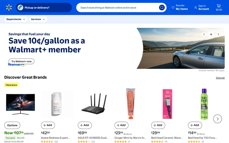 Walmart website screenshot
