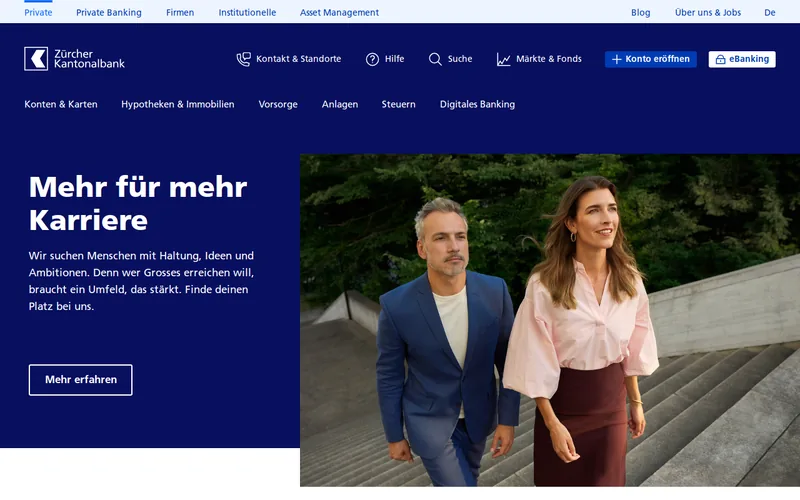 Zürcher Kantonalbank website screenshot