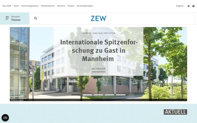 ZEW website screenshot