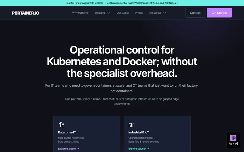 Website snapshot for Portainer