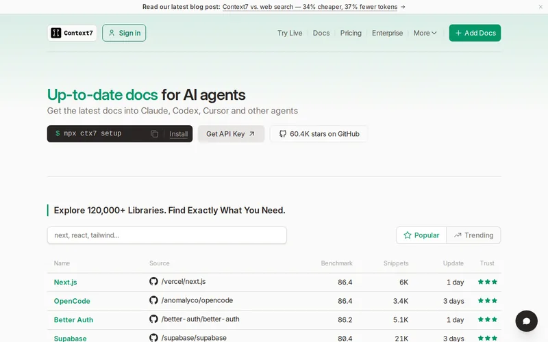 Website snapshot for Context7