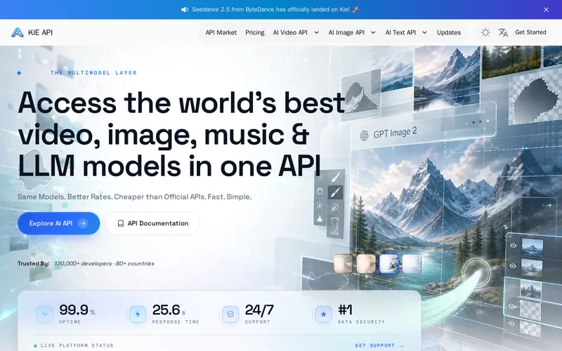 Website snapshot for Kie.ai