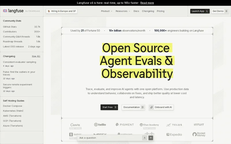 Website snapshot for LangFuse