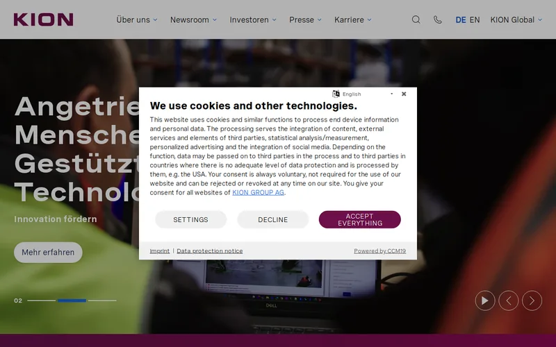 Website snapshot for KION Group AG