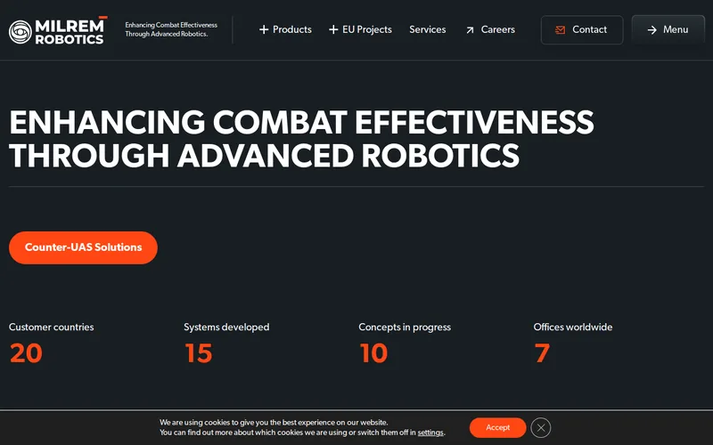 Website snapshot for Milrem Robotics
