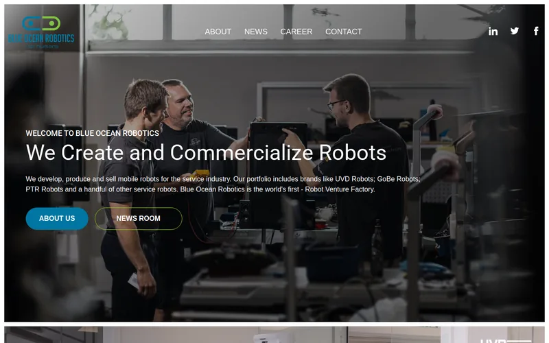 Website snapshot for Blue Ocean Robotics