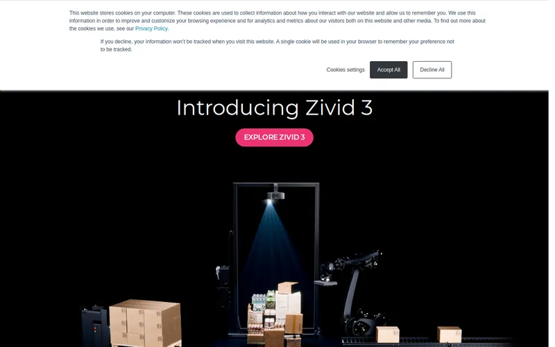 Website snapshot for Zivid