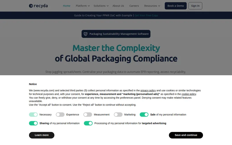 Website snapshot for Recyda