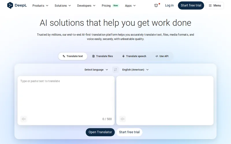 Website snapshot for DeepL