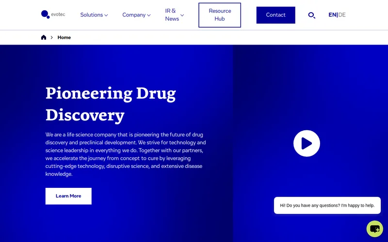 Website snapshot for Evotec