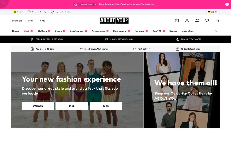 Website snapshot for ABOUT YOU