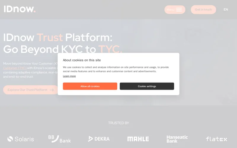 Website snapshot for IDnow
