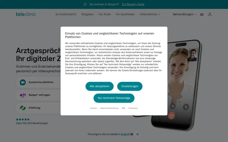 Website snapshot for Teleclinic