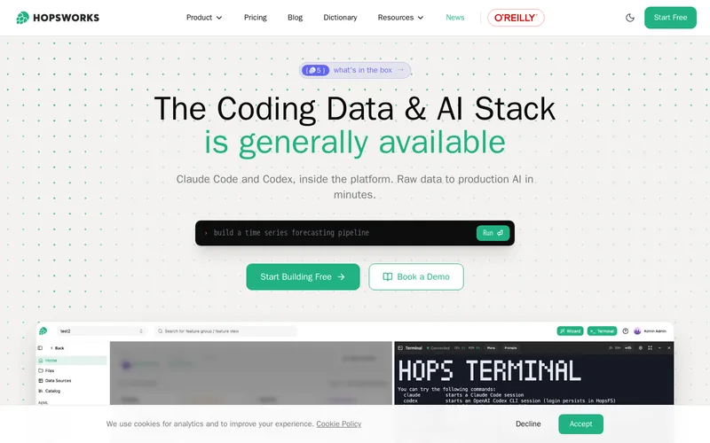 Website snapshot for Hopsworks