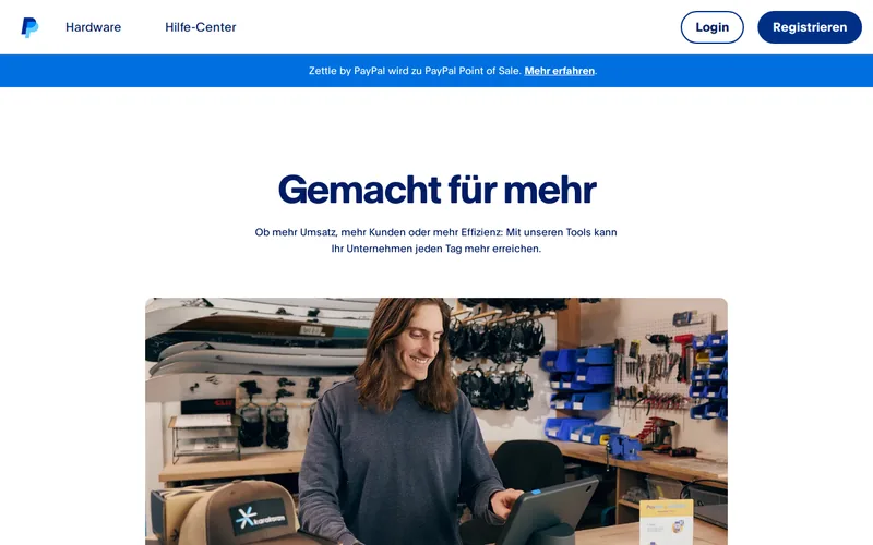 Website snapshot for Zettle
