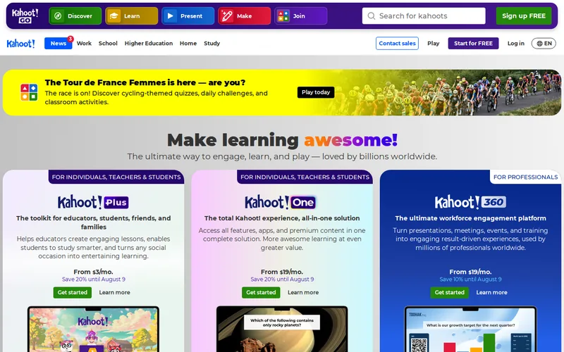 Website snapshot for Kahoot!