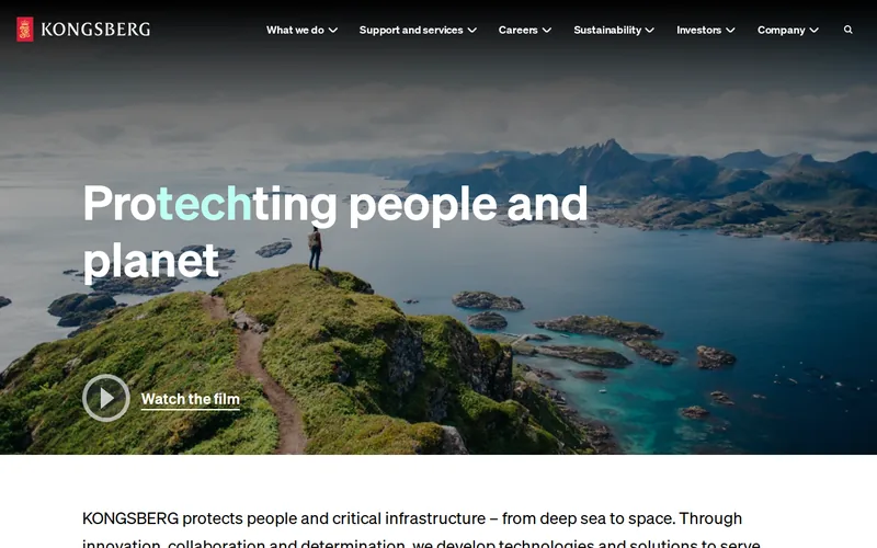 Website snapshot for Kongsberg Defence & Aerospace