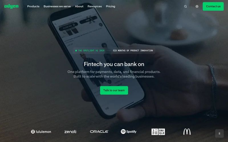 Website snapshot for Adyen N.V.