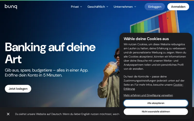 Website snapshot for bunq B.V.