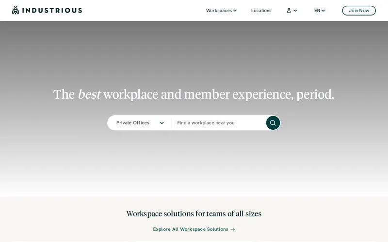Website snapshot for Industrious