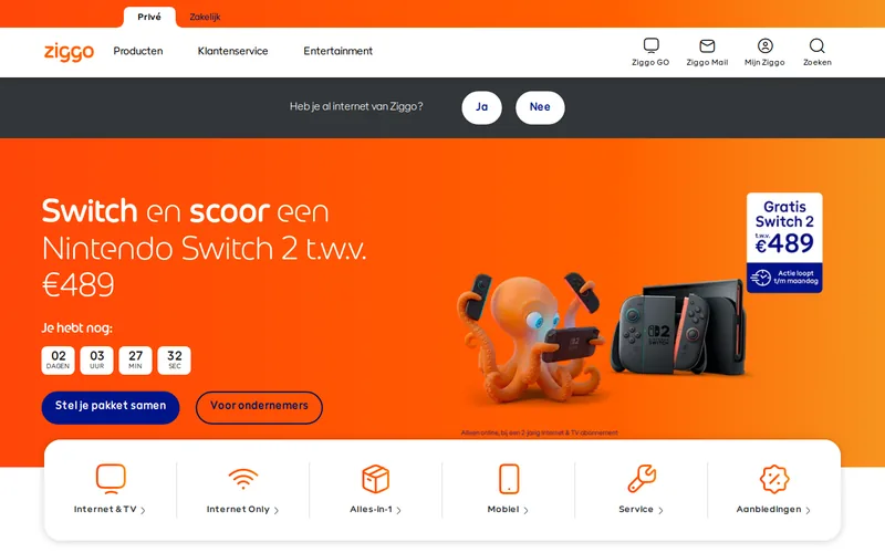 Website snapshot for Ziggo