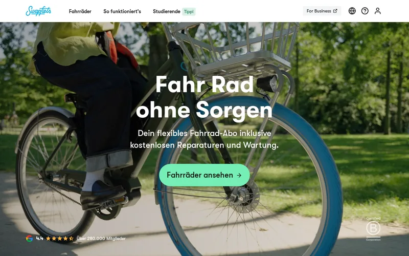 Website snapshot for Swapfiets