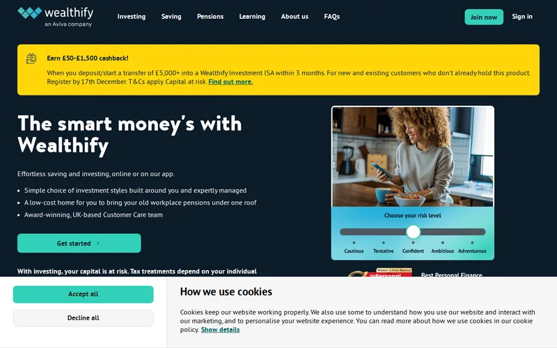 Website snapshot for Wealthify Limited