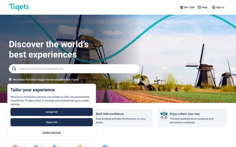 Website snapshot for Tiqets