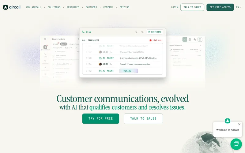 Website snapshot for Aircall