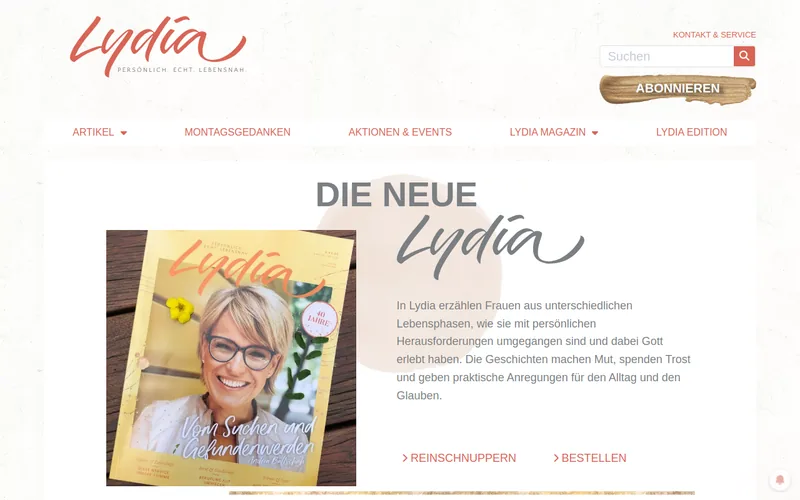 Website snapshot for Lydia